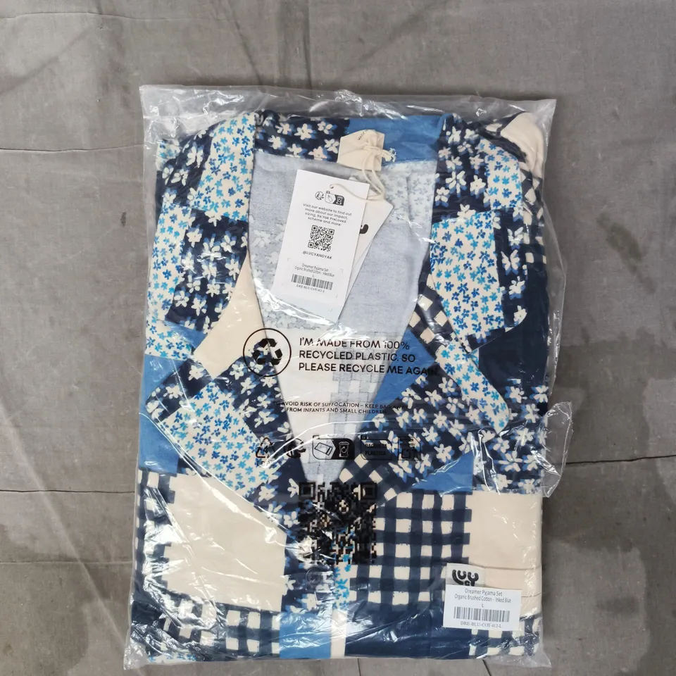 BAGGED LUCY & YAK DREAMER PYJAMA SET IN INKED BLUE SIZE LARGE
