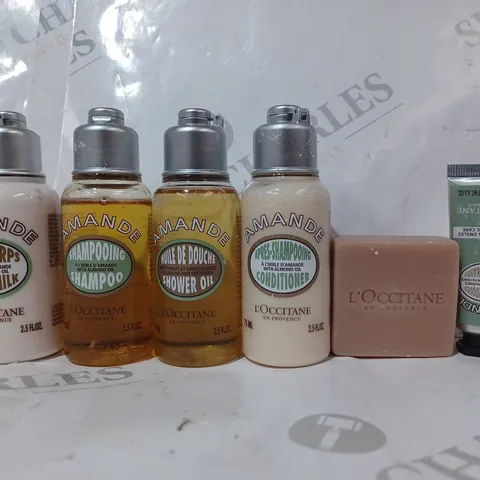 BOXED L'OCCITANE 6 PIECE ALMOND TRAVEL COLLECTION & POUCH
