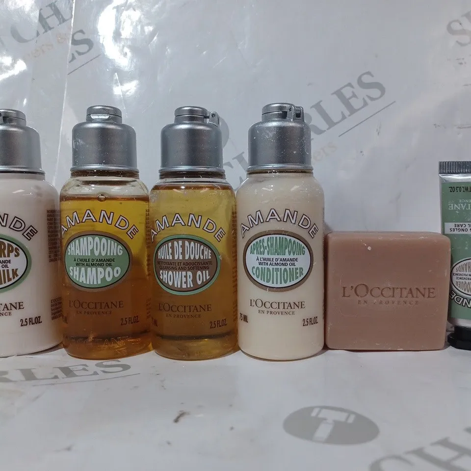 BOXED L'OCCITANE 6 PIECE ALMOND TRAVEL COLLECTION & POUCH