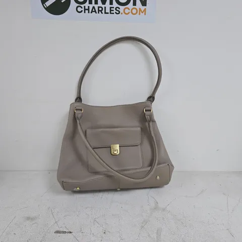 RUTH LANGSFORD GREY LEATHER HANDBAG
