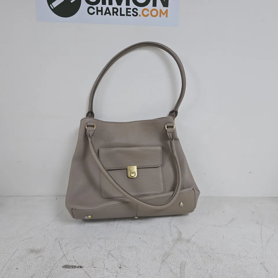 RUTH LANGSFORD GREY LEATHER HANDBAG