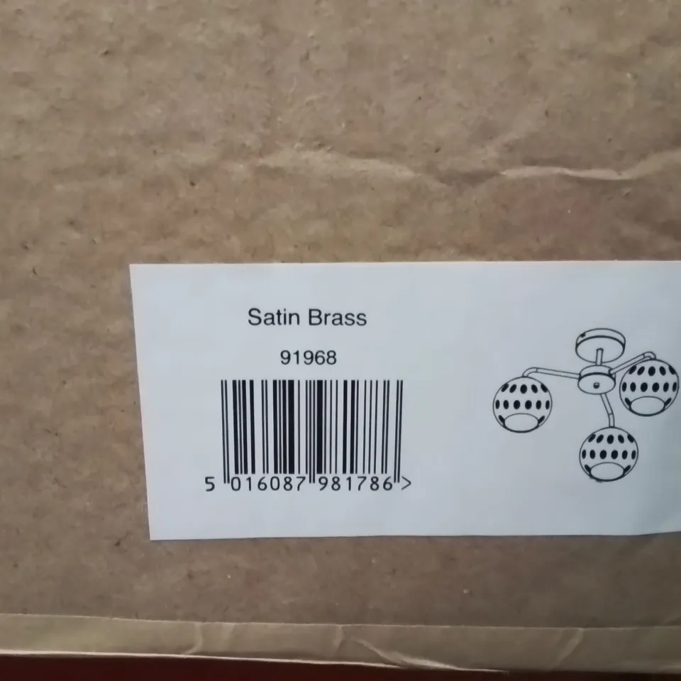 BOXED SATIN BRASS CEILING LIGHT FITTING 