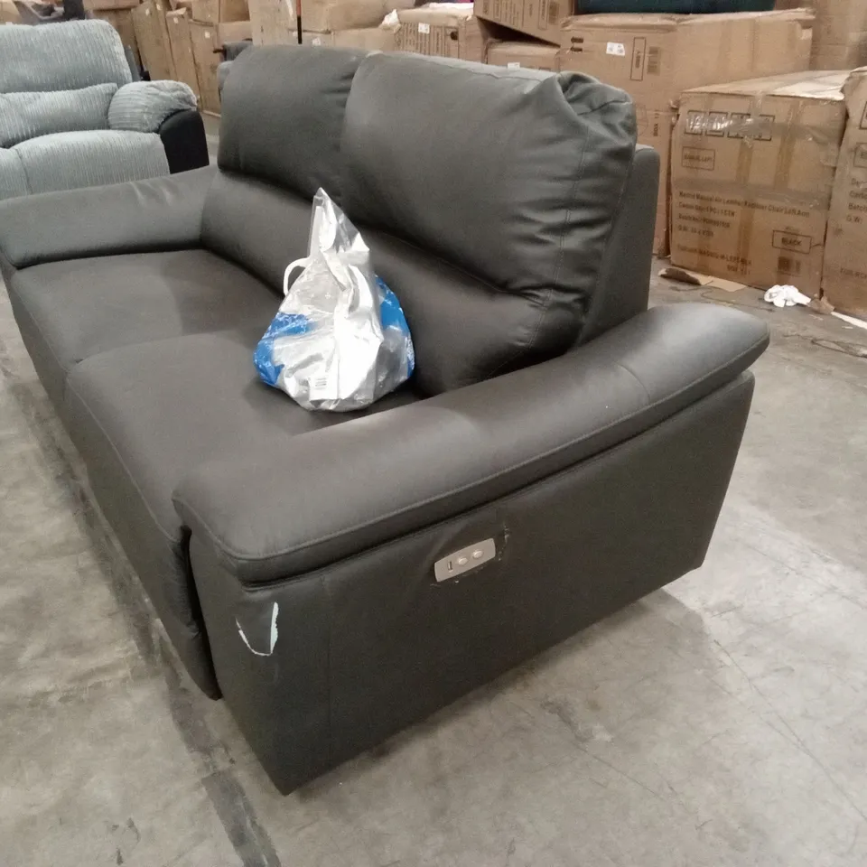 PAVILION 3 SEATER LEATHER/FAUX LEATHER POWER RECLINER SOFA - CHARCOAL RRP £1049