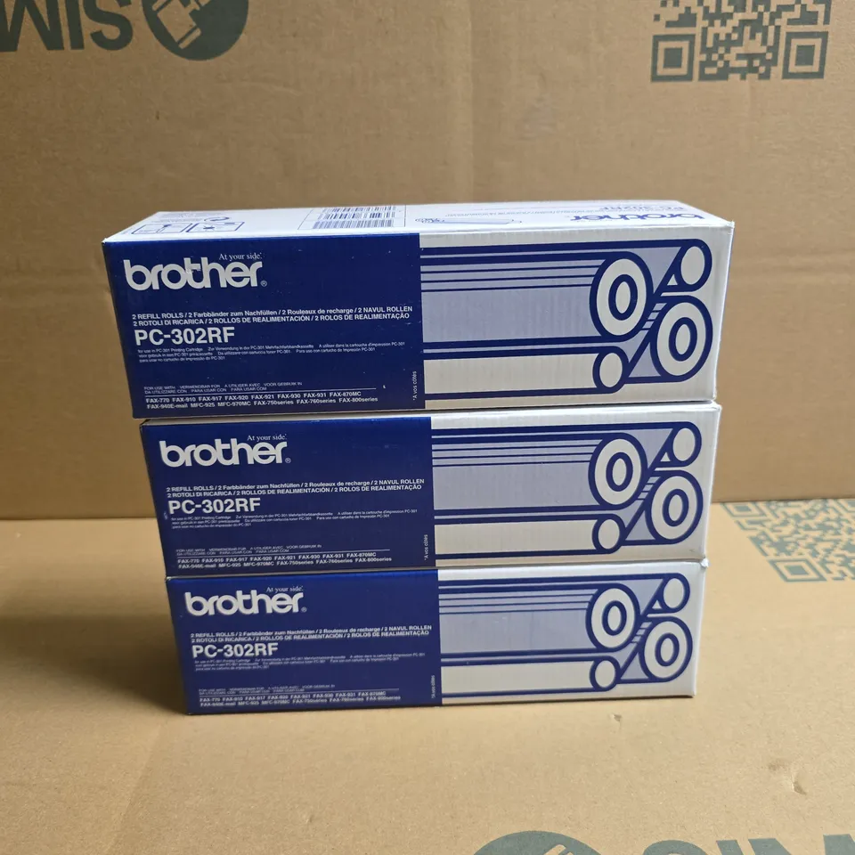 3 X BOXED BROTHER PC-302RF TWIN PACK REFILL ROLLS 