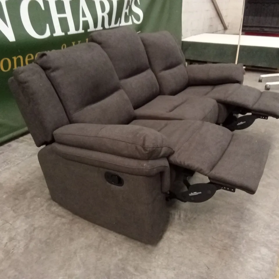 ALBION FABRIC 3 SEATER HIGH BACK MANUAL RECLINER SOFA - CHARCOAL RRP £749
