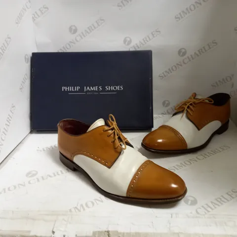 PHILIP JAMES SHOES BROWN/WHITE SUIT SHOES - SIZE 10