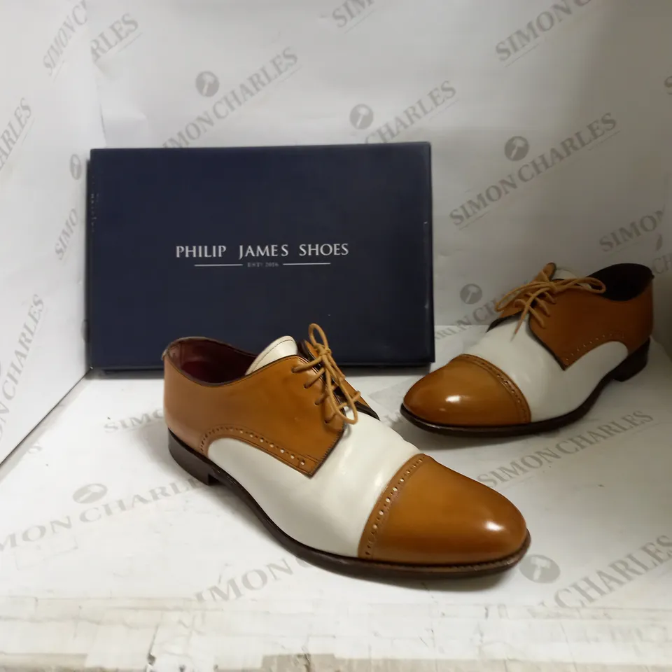 PHILIP JAMES SHOES BROWN/WHITE SUIT SHOES - SIZE 10
