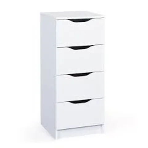 BRAND NEW & BOXED CRICK NARROW CHEST OF DRAWERS IN WHITE WITH 4 DRAWERS (1 BOX)