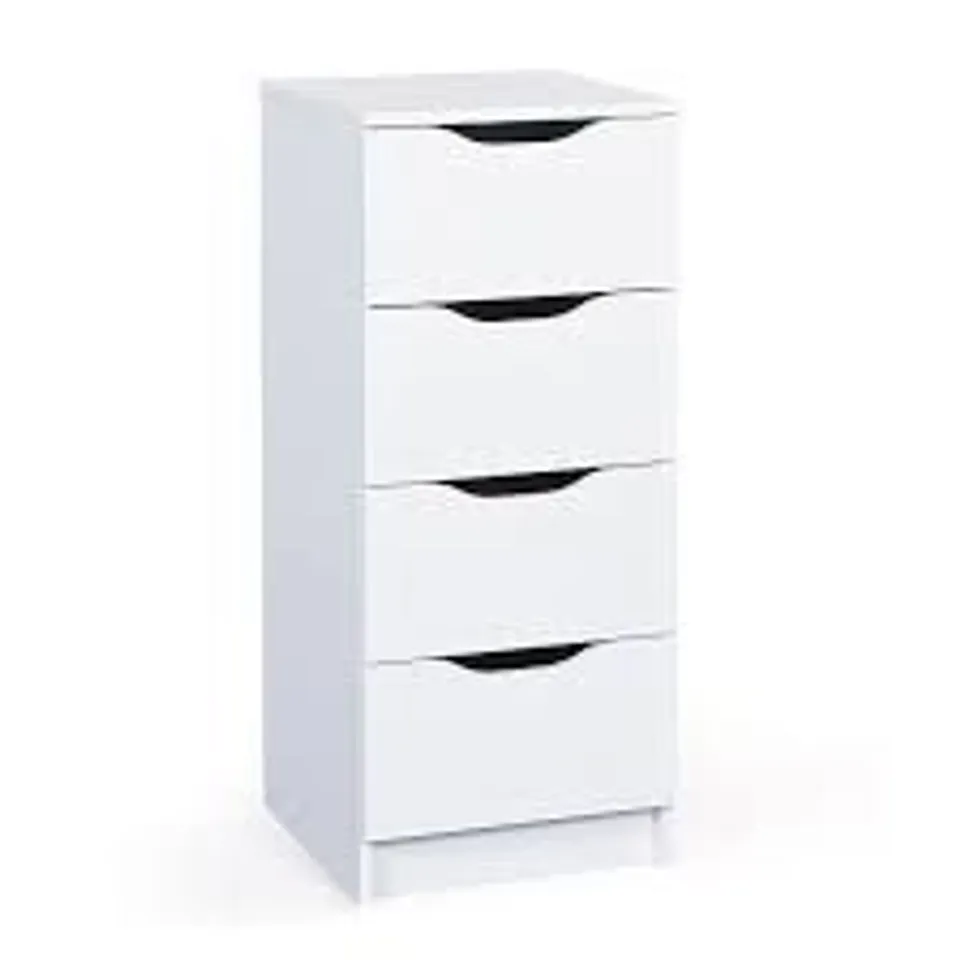 BRAND NEW & BOXED CRICK NARROW CHEST OF DRAWERS IN WHITE WITH 4 DRAWERS (1 BOX)
