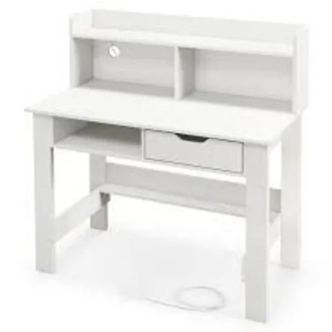 BOXED COSTWAY SINGLE DRAWER 4 SHELF COMPUTER DESK WHITE WITH USB PORT (1 BOX)