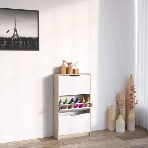 BOXED MBEL 4387 3-DOOR FLIP-DOWN SHOE STORAGE CABINET (1 BOX)