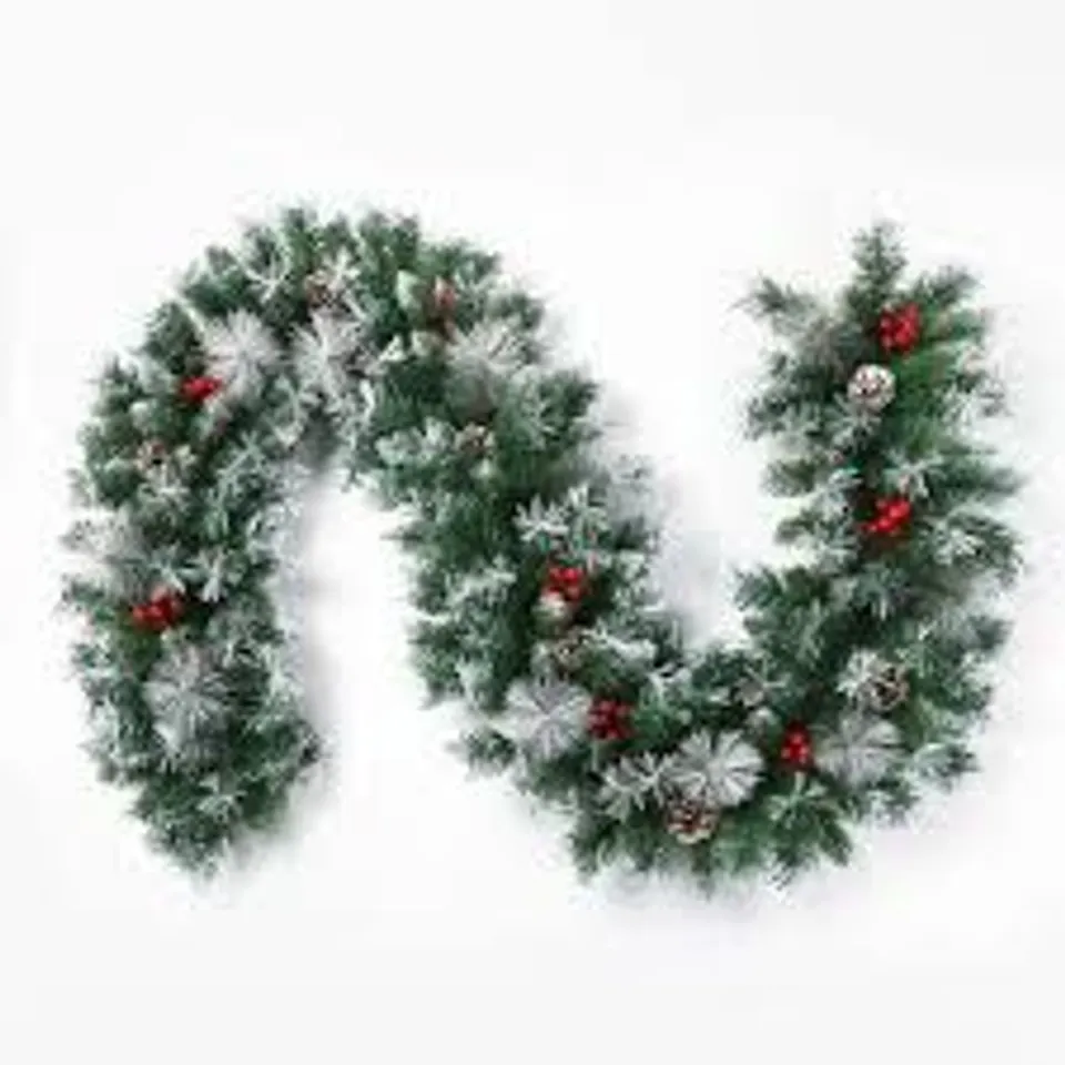 BOXED NEO 2M ARTIFICIAL GREEN CHRISTMAS GARLAND HOLIDAY DECORATION REUSABLE FESTIVE WREATH