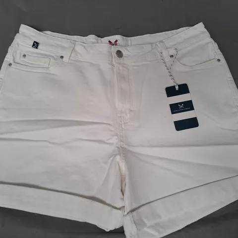 CREW CLOTHING COMPANY DENIM SHORTS IN WHITE SIZE 14