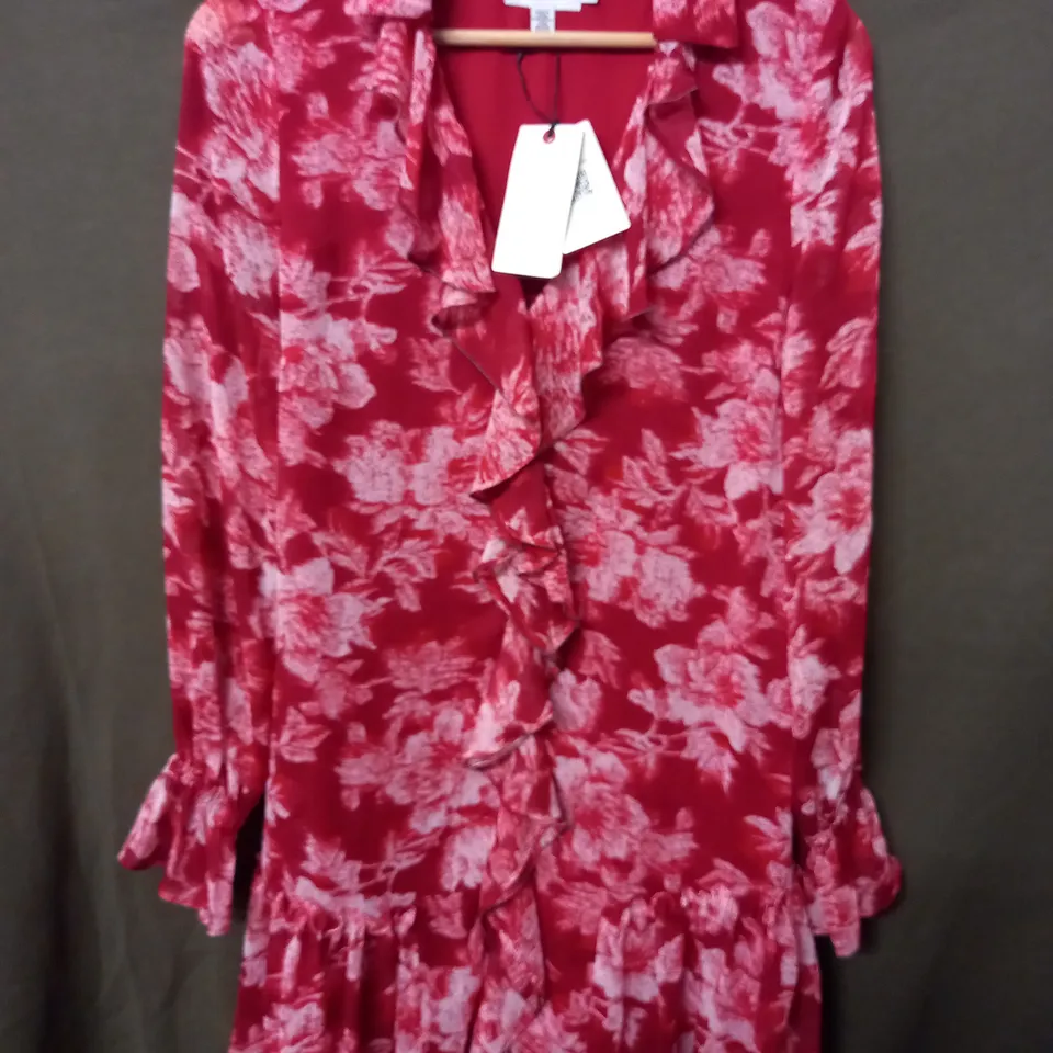 TED BAKER RUFFLE MIDI DRESS WITH METAL BALL TRIM - 1