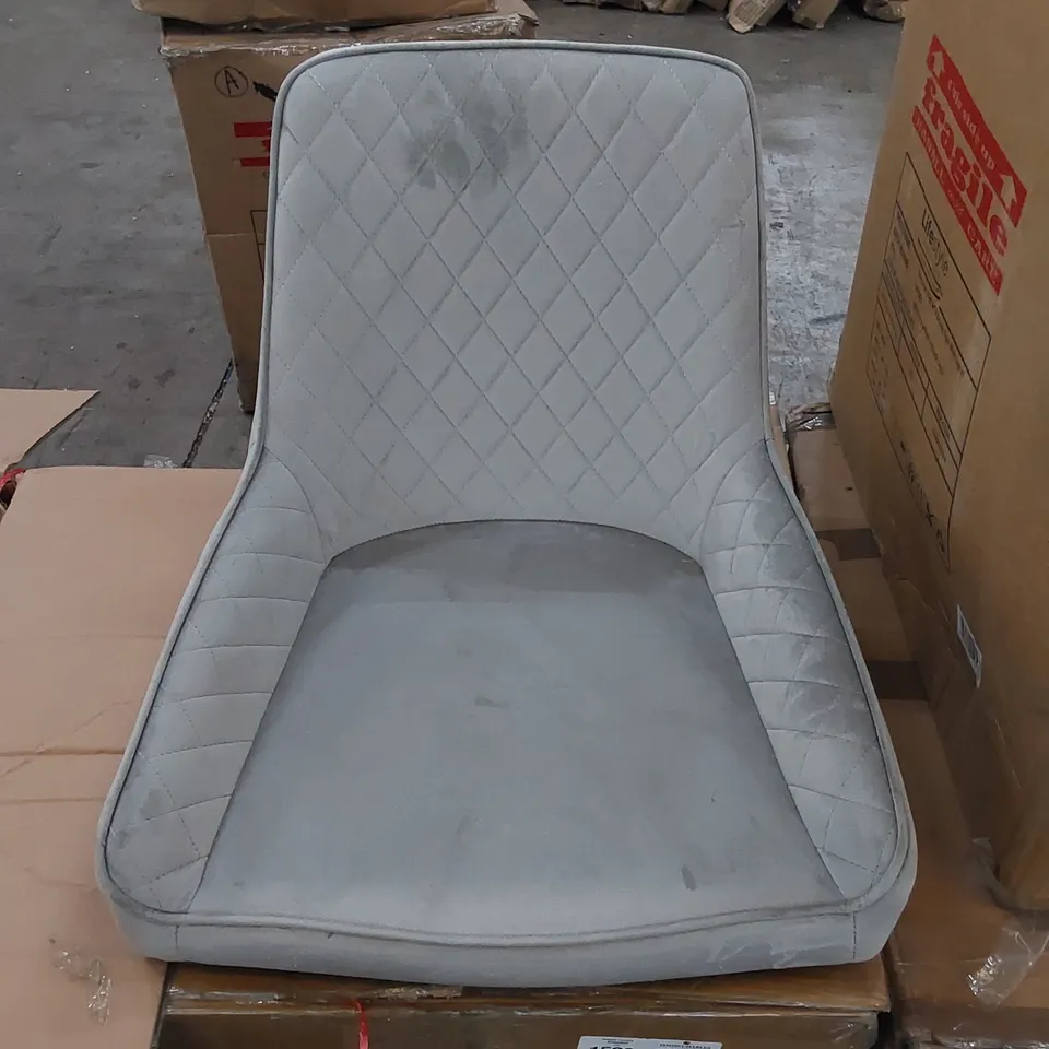 BOXED HAMPTON DINING CHAIR IN LIGHT GREY VELVET WITH BLACK LEGS - SET OF 2