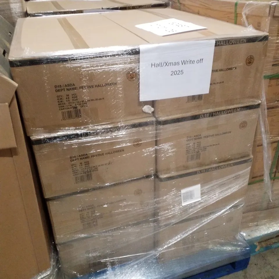 PALLET CONTAINING 8 BOXES OF BRAND NEW PLASTIC HALLOWEEN KIDS WEAPONS