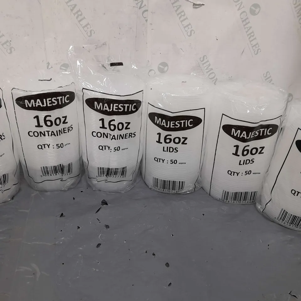 150 16oz MAJESTIC CLEAR CONTAINERS WITH LIDS