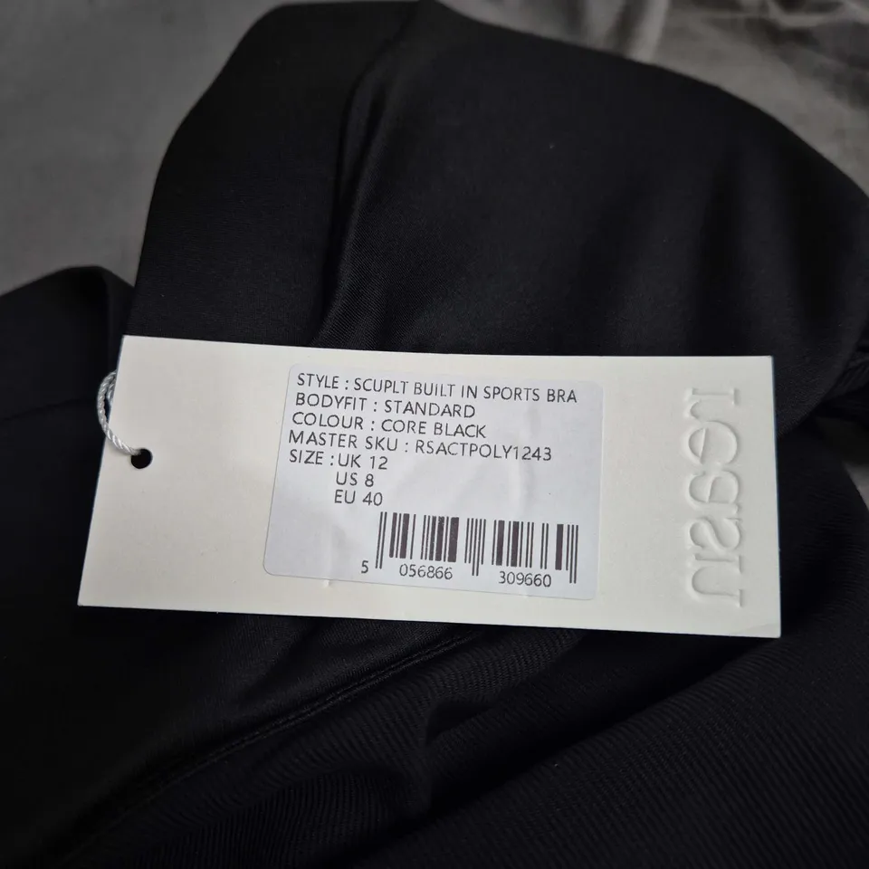 REASN SCULPT BUILT-IN SPORTS BRA – BLACK, UK 12 (US 8, EU 40)