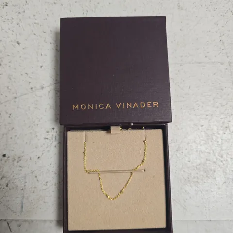 MONICA VINADER NECKLACE – GOLD-TONE BAR PENDANT, BOXED