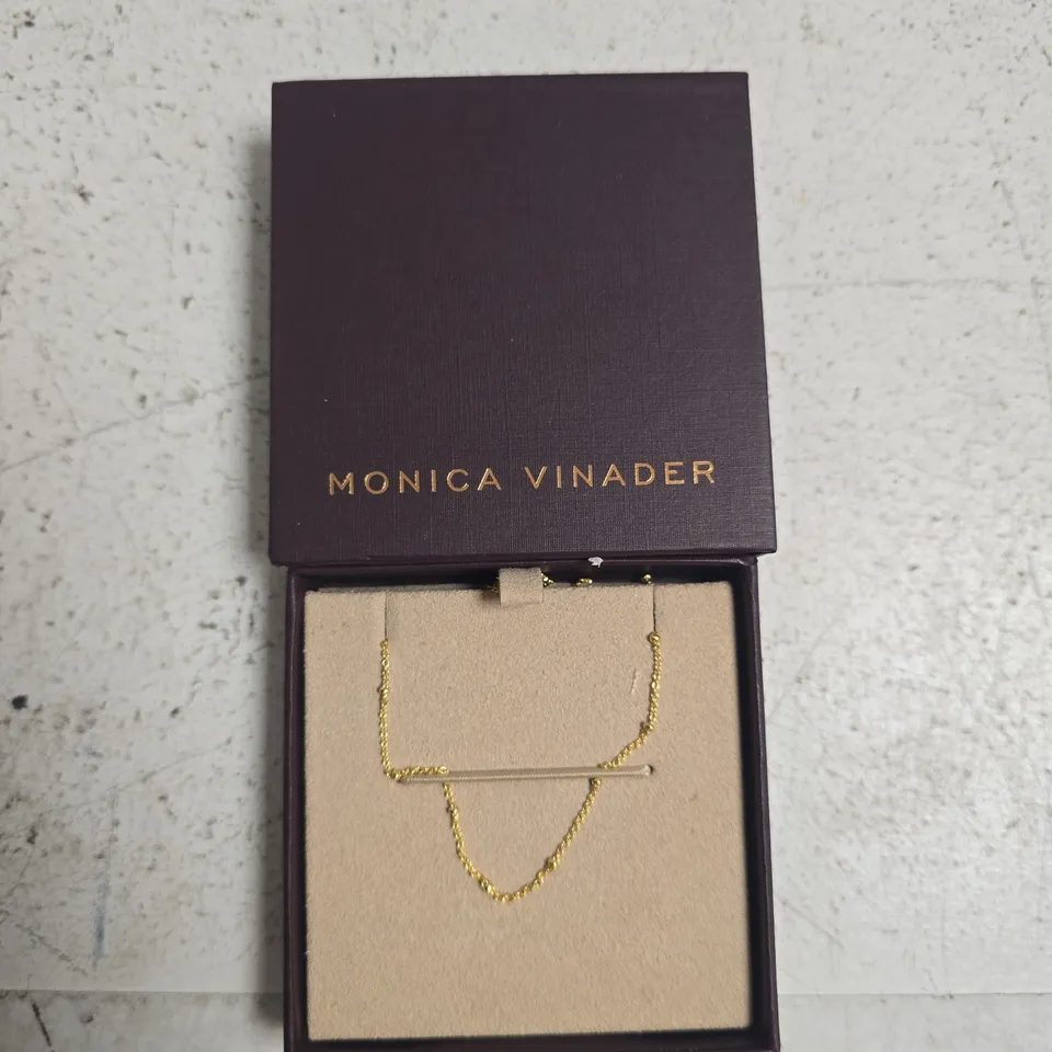 MONICA VINADER NECKLACE – GOLD-TONE BAR PENDANT, BOXED