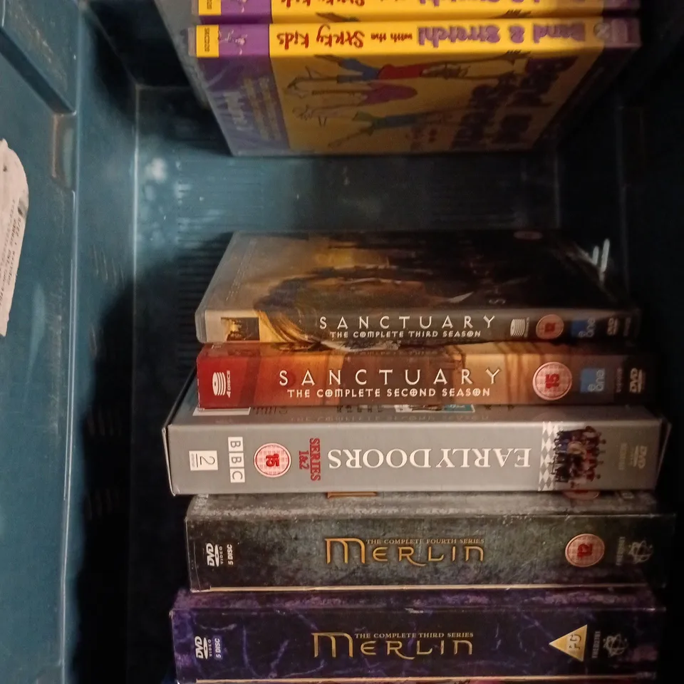 APPROXIMATELY 15 ASSORTED DVD SERIES BOX SETS & MOVIES TO INCLUDE MERLIN, GOOD OMENS, SPY ETC 