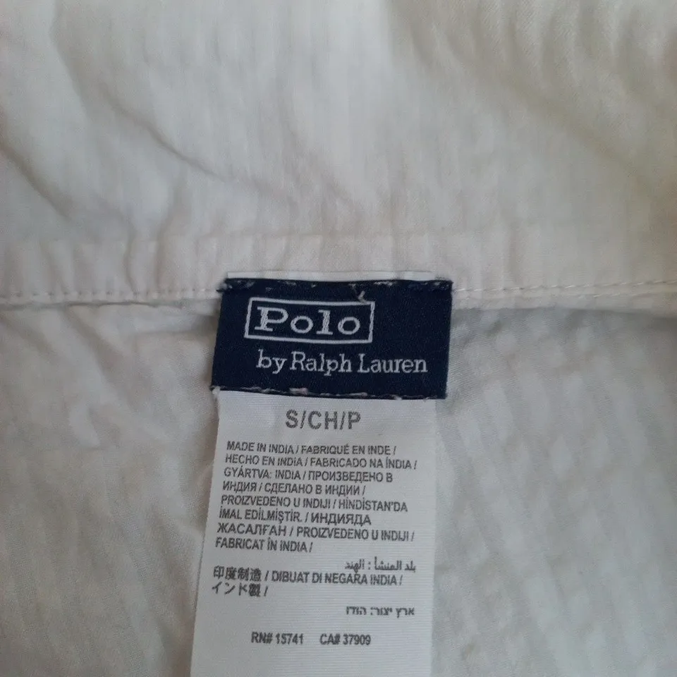 POLO BY RALPH LAUREN WHITE SHIRT WITH GREEN PIPING – SIZE S (UK 8–10)
