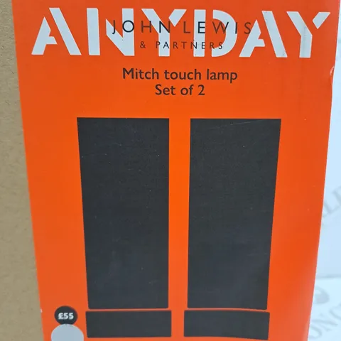 BOXED JOHN LEWIS SET OF 2 MITCH TOUCH LAMP 