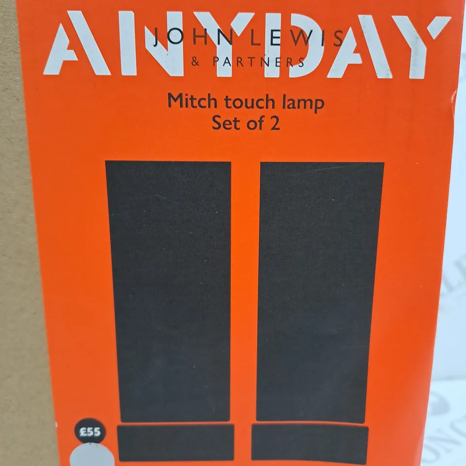 BOXED JOHN LEWIS SET OF 2 MITCH TOUCH LAMP