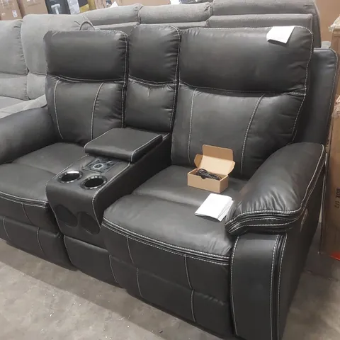 QUALITY DESIGNER 2 SEATER FAUX LEATHER SOFA WITH SPEAKER ARM REST 