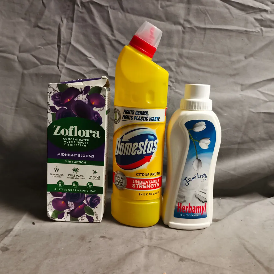 APPROXIMATELY 5 ASSORTED HOUSEHOLD ITEMS TO INCLUDE DOMESTOS, ZOFLORA, ETC