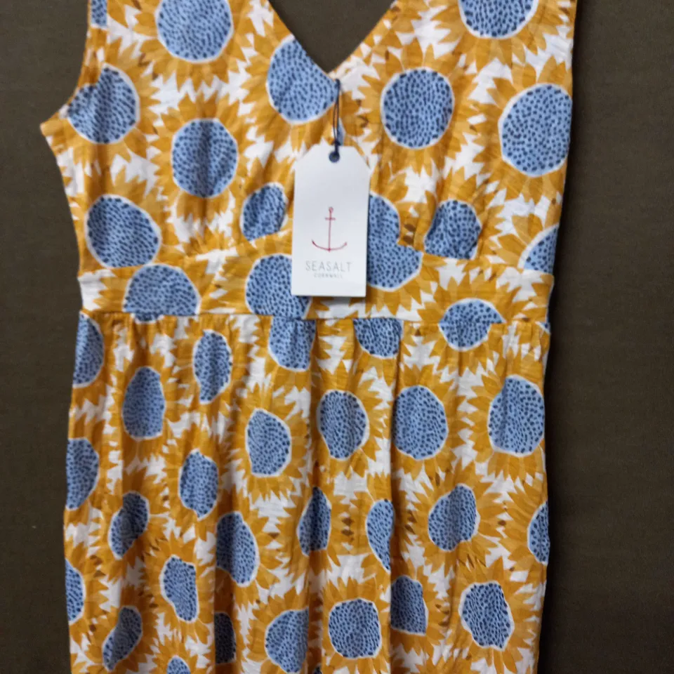 SEASALT CORNWALL POLMANTER DRESS SUNFLOWER COLLAGE CORN - UK 10