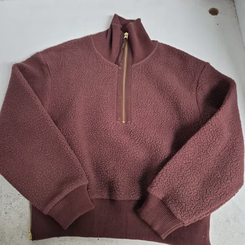 VARLEY FLEECE JACKET β BURGUNDY, XS (WOMENβS) β WOOLLY/TEXTURED FLEECE WITH ZIP