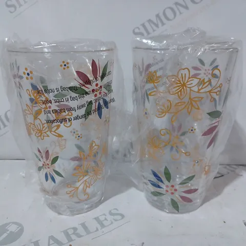 SET OF 4 FLOWER DETAILED GLASSES 