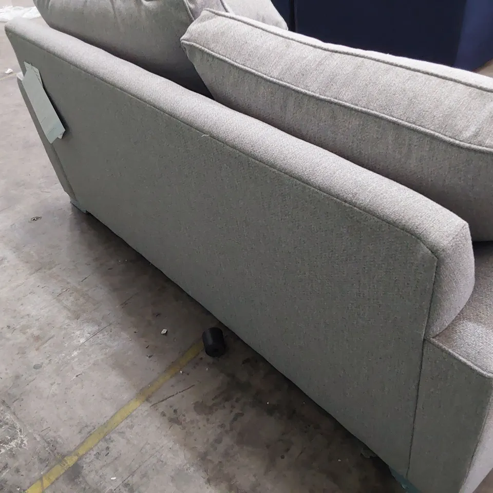 QUALITY BRITISH MADE LOUNGE Co TWO SEATER SOFA WITH BOLSTER CUSHIONS GREY FABRIC 