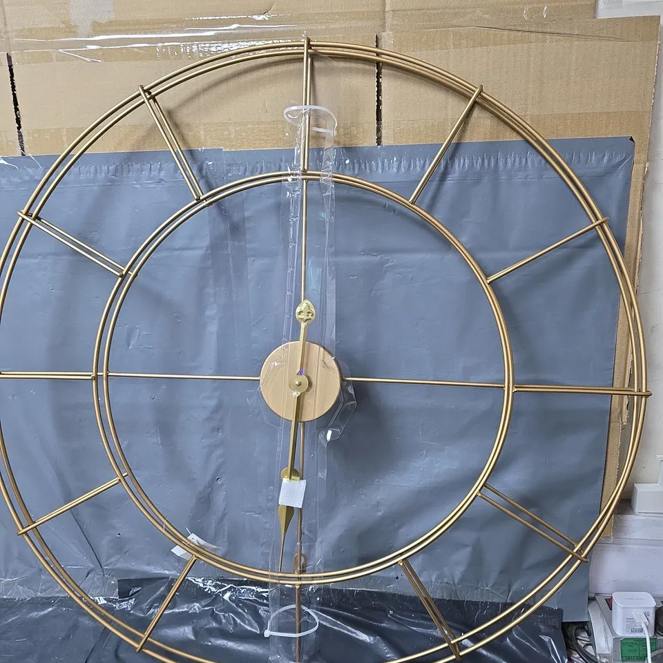 HOMETIME GOLD METAL SKELETON WALL CLOCK – 80 CM DIAMETER - COLLECTION ONLY