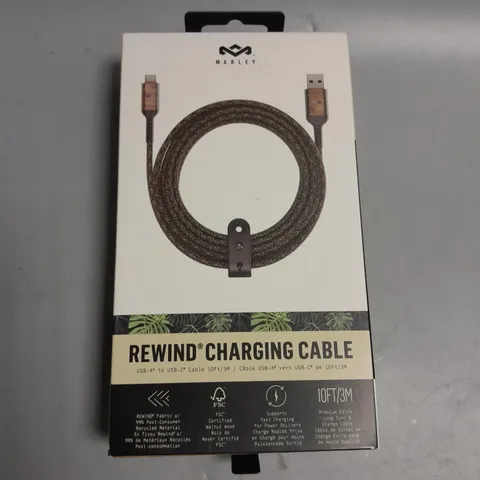 BOXED BOB MARLEY REWIND CHARGING CABLE USB-A TO USB-C 10FT/3M