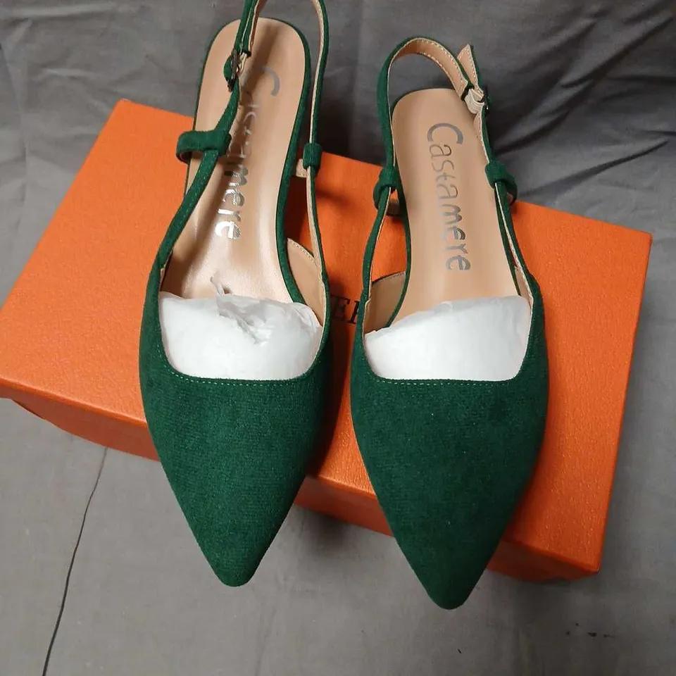 CASTAMERE GREEN SUEDE SLINGBACK HEELS SIZE 37