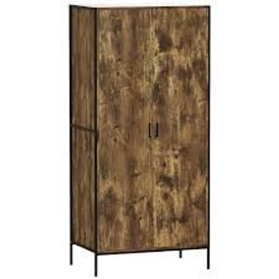 BOXED LASSIC VIDA DESIGNS BROOKLYN 2 DOOR WARDROBE - DARK WOOD (2 BOXES)