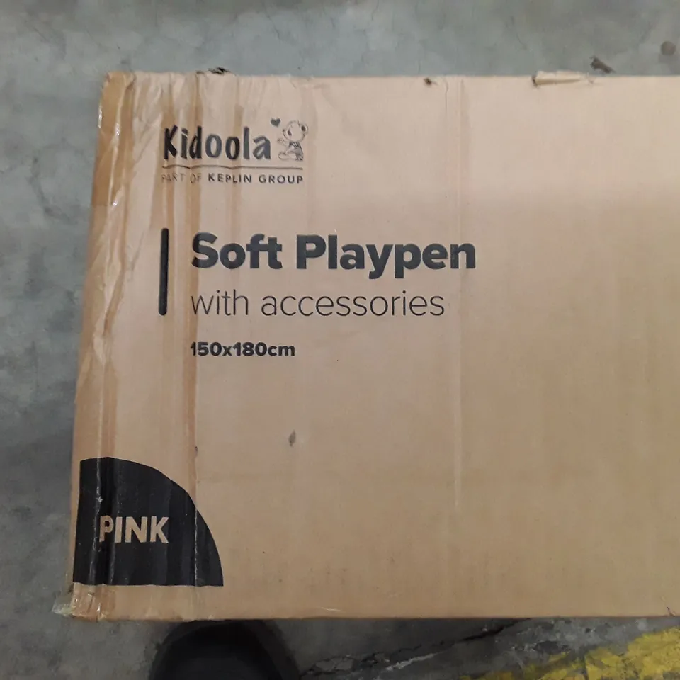 BOXED KIDOOLA SOFT PLAY PEN WITH ACCESSORIES- PINK 