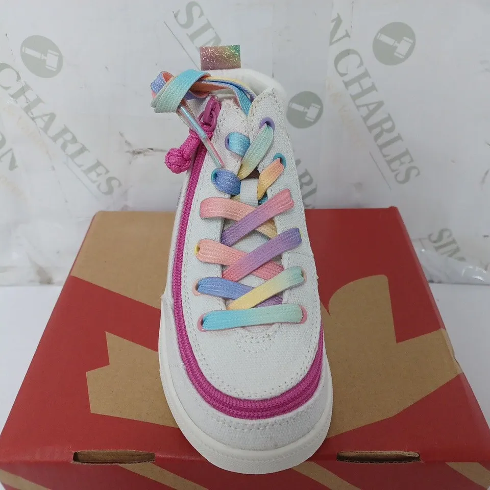 BOXED PAIR OF BILLY CLASSICE ;ACE HIGHS IN WHITE RAINBOW - KIDS UK 9