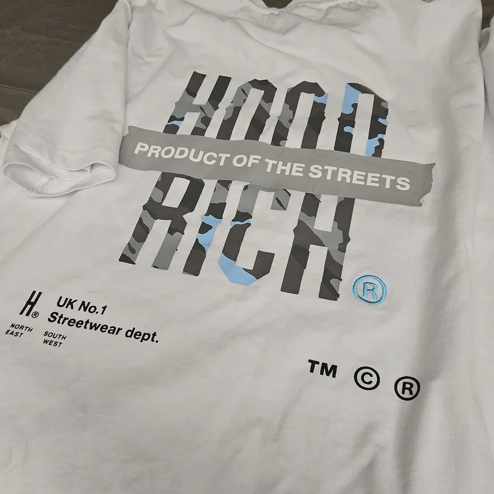 HOODRICH LOGO T-SHIRT, WHITE- UK SIZE L