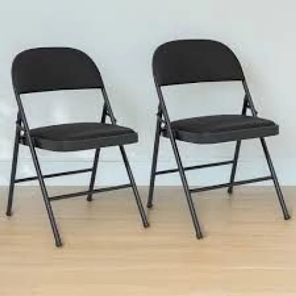 BOXED COSTWAY BLACK FOLDING PADDED PVC LEATHER STACKABLE CHAIRS