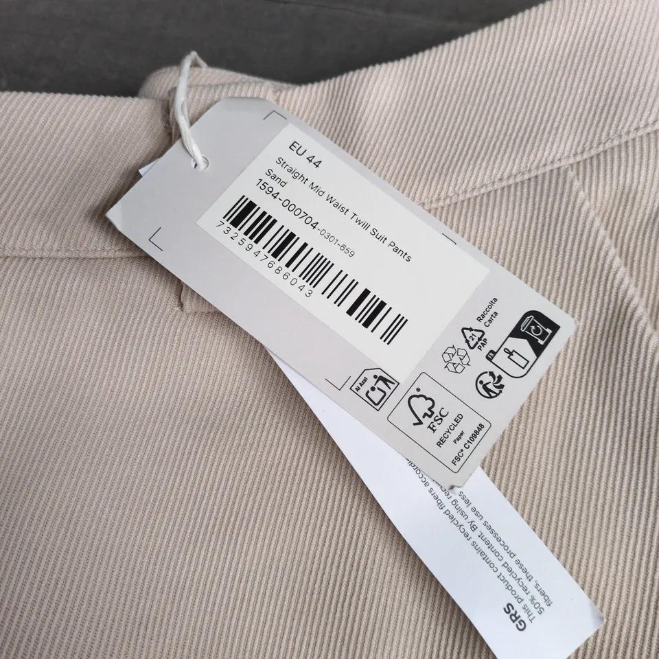 NA-KD BEIGE STRAIGHT MID-WAIST TWILL SUIT PANTS – EU 44 (MEN'S)