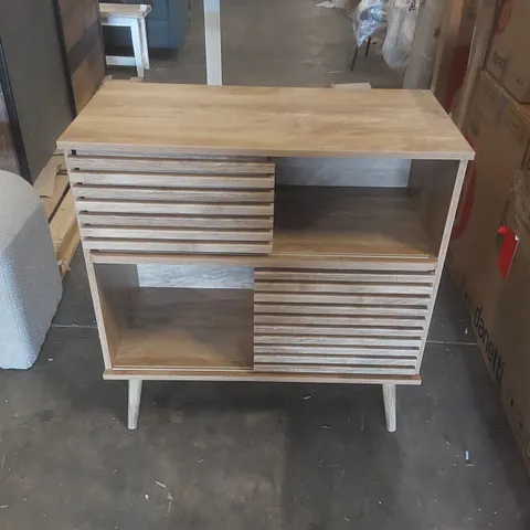 DESIGNER WOODEN 2 DOOR 2 SHELF STORAGE CABINET