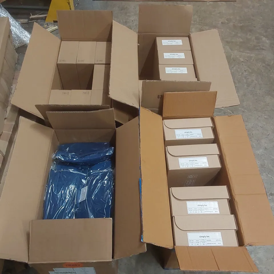 PALLET CONTAINING APPROXIMATELY 190x BRAND NEW ASSORTED DESIGNER CLOTHING ITEMS AND SHOES INCLUDING: SIMPLY BE SANDALS, JD WILLIAMS SHOES, JOANNA HOPE JERSEY DRESSES ECT