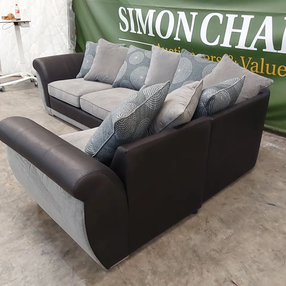 QUALITY DESIGNER DANUBE SCATTERBACK CORNER SOFA - BLACK/GREY