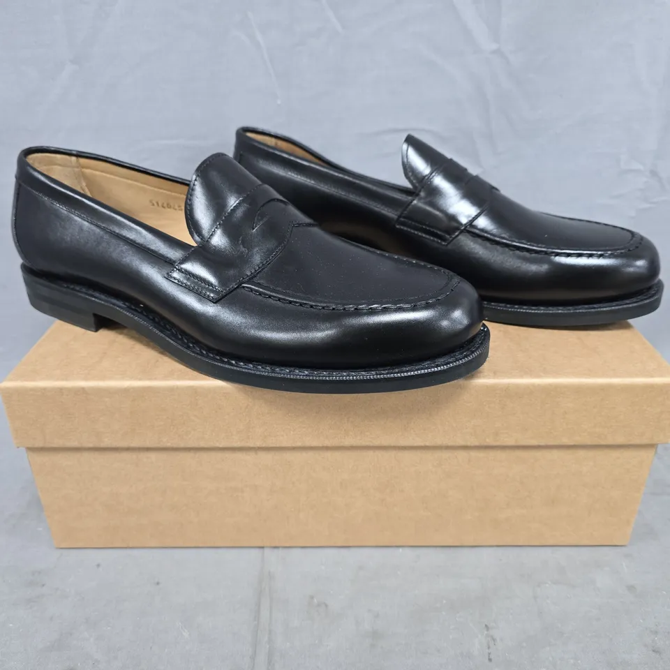 BOXED PAIR OF MEERMIN LOAFERS IN BLACK SIZE UK 9