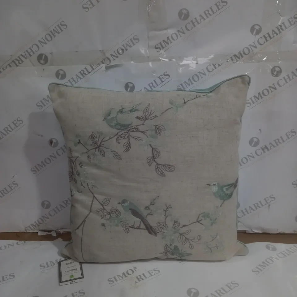 DUNELM EMBROIDERED CUSHION BEAUTIFUL BIRDS