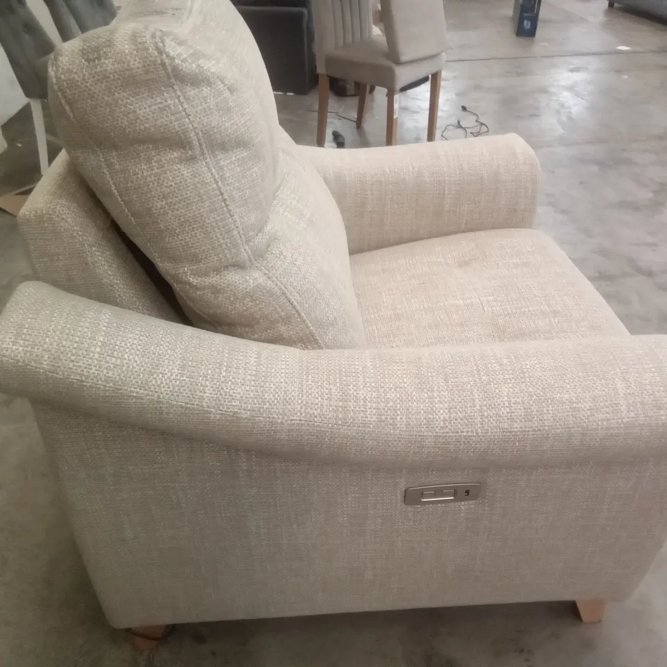 DESIGNER G PLAN MADE RILEY ELECTRIC RECLINER CHAIR - SEA SPRAY FABRIC 