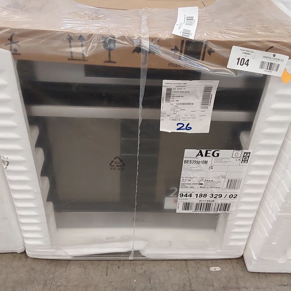 AEG INTEGRATED 6000 SERIES STEAMBAKE WITH AQUA CLEAN ENAMEL CLEANING BES355010M RRP £425